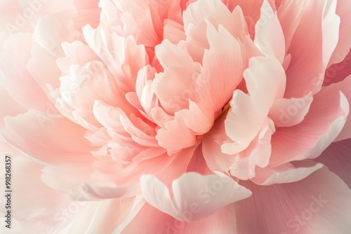 A close-up of a blooming pink peony with detailed, intricate petals