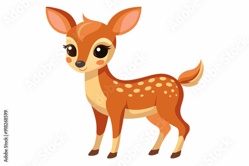 Cartoon Illustration of a Spotted Fawn with Large Eyes