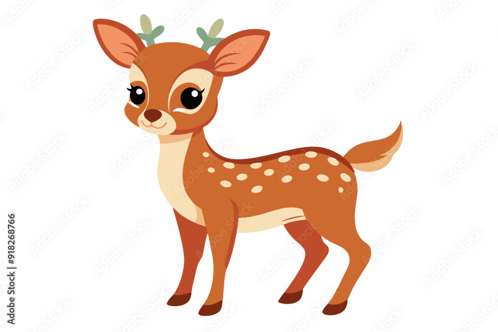 Adorable Cartoon Fawn with Brown Spots and Antlers Adorable Cartoon Fawn with Brown Spots and Antlers