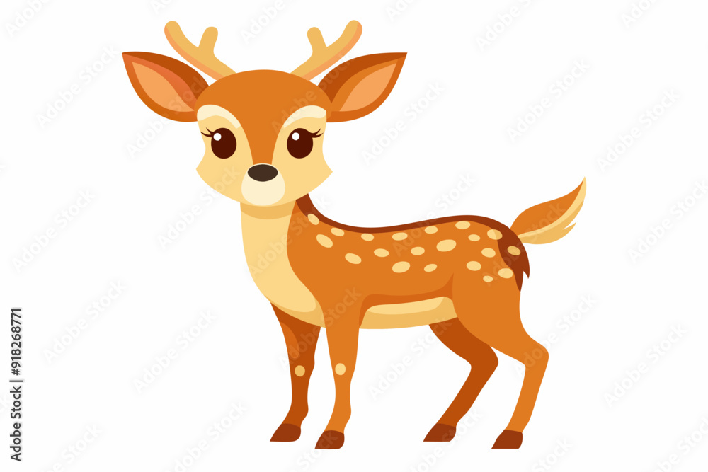 Fototapeta premium A Cartoon Illustration of a Fawn with Brown Spots