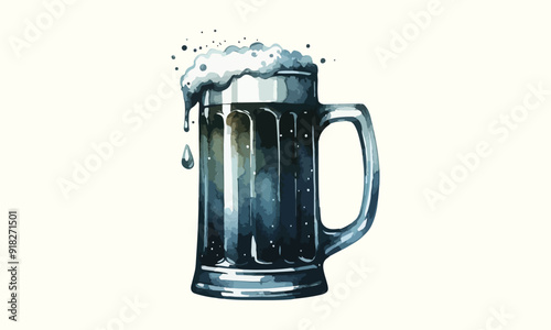 free drink, watercolor mugs of beer, alcohol drinks, hand drawn illustration, watercolor mugs of beer