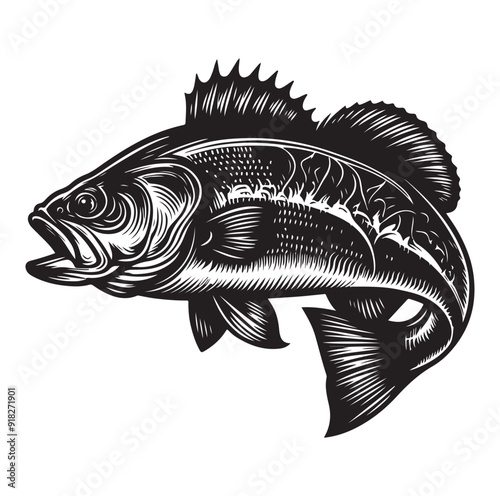 sea bass fish illustration silhouette vector
