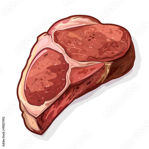 Top view of Picanha in a cartoon style on white background