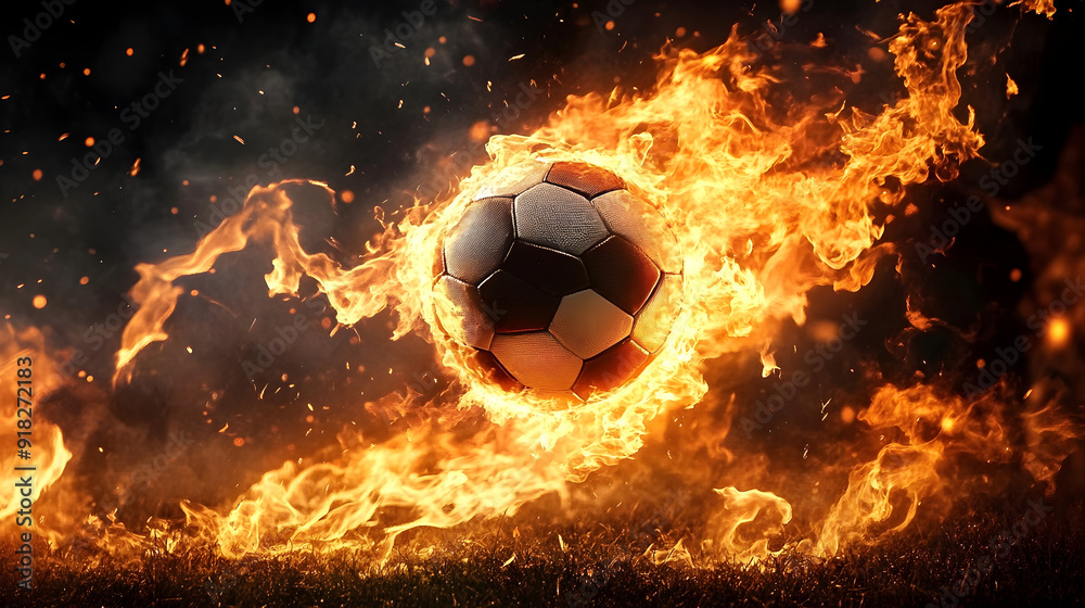 Fototapeta premium energy football on fire