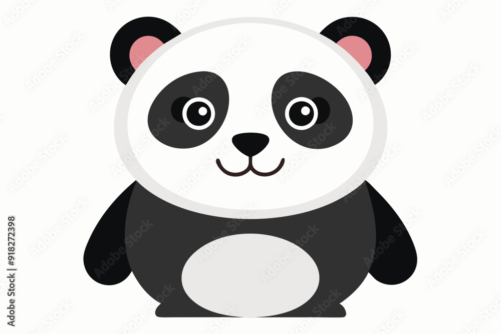 Cartoon Illustration of a Smiling Panda Bear