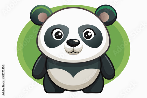 Cartoon Panda Bear with Green and Brown Accents