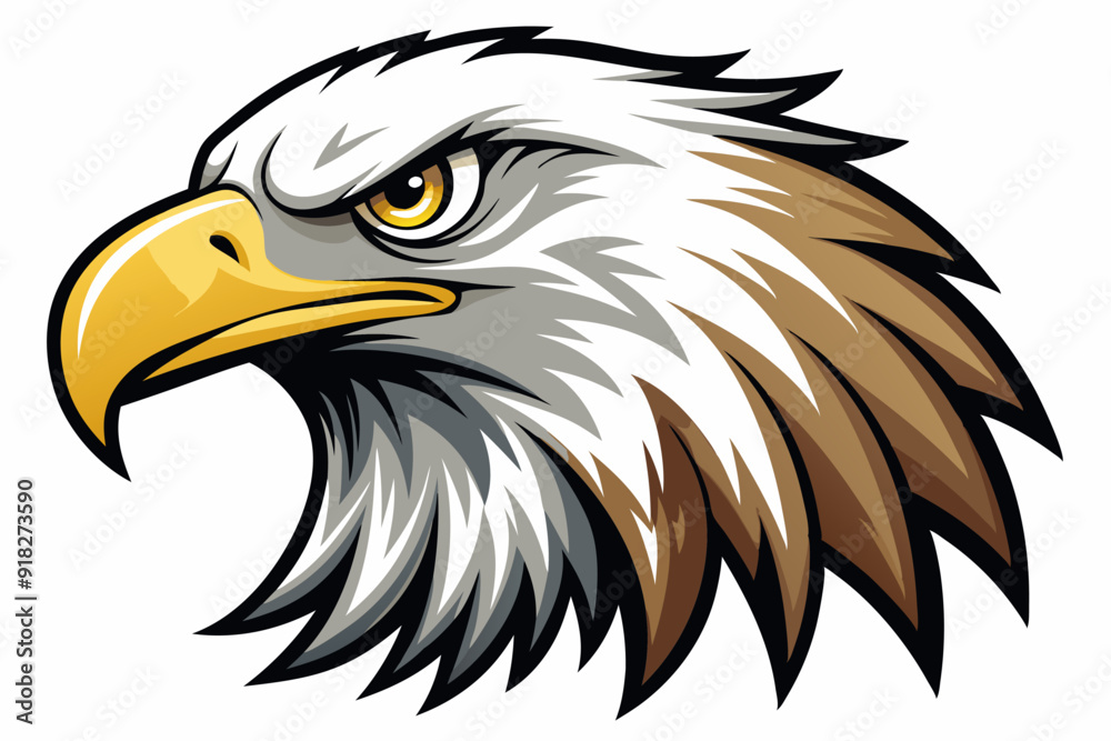 Close-up of a Bald Eagle's Head with a Sharp Gaze Close-up of a Bald Eagle's Head with a Sharp Gaze