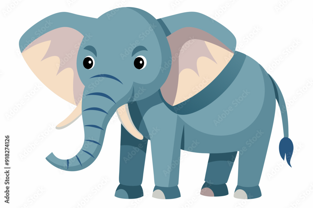 Cartoon Illustration of a Blue Elephant with Large Ears and Tusks Cartoon Illustration of a Blue Elephant with Large Ears and Tusks