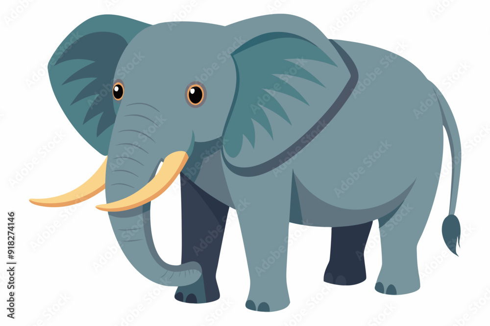 Illustration of a Gray Elephant with Large Ears and Ivory Tusks Illustration of a Gray Elephant with Large Ears and Ivory Tusks