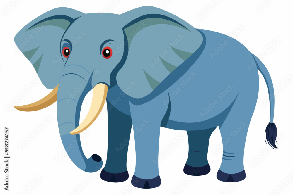 Cartoon Illustration of a Blue Elephant with Red Eyes Cartoon Illustration of a Blue Elephant with Red Eyes