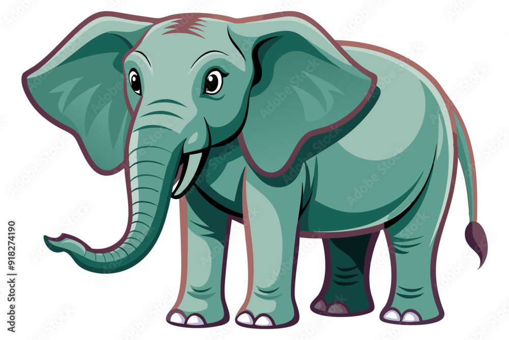 A Cartoon Illustration of a Green Elephant Standing on a White Background A Cartoon Illustration of a Green Elephant Standing on a White Background