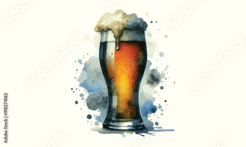 free drink, watercolor mugs of beer, alcohol drinks, hand drawn illustration, watercolor mugs of beer