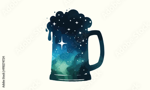 free drink, watercolor mugs of beer, alcohol drinks, hand drawn illustration, watercolor mugs of beer