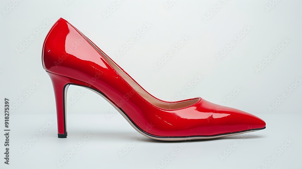 Glossy Red Stiletto Heel Shoe For Formal Occasions Glossy Red Stiletto Heel Shoe For Formal Occasions