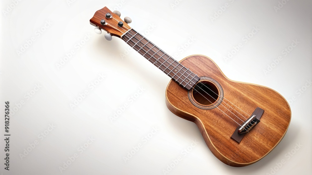 Obraz premium Brown ukulele guitar isolated on background, ukulele, guitar, music, instrument, brown, wooden, isolated, cutout,stringed