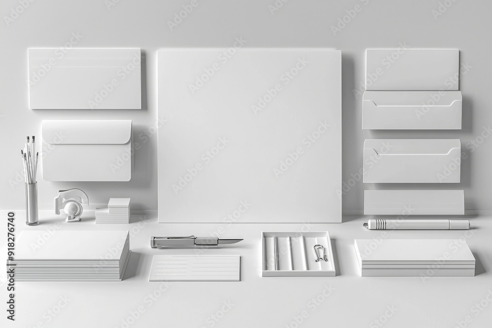 Realistic blank stationery set mockup isolated created with generative ai Realistic blank stationery set mockup isolated created with generative ai