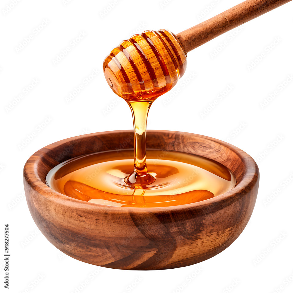 honey dripping from a wooden dipper on transparent background honey dripping from a wooden dipper on transparent background
