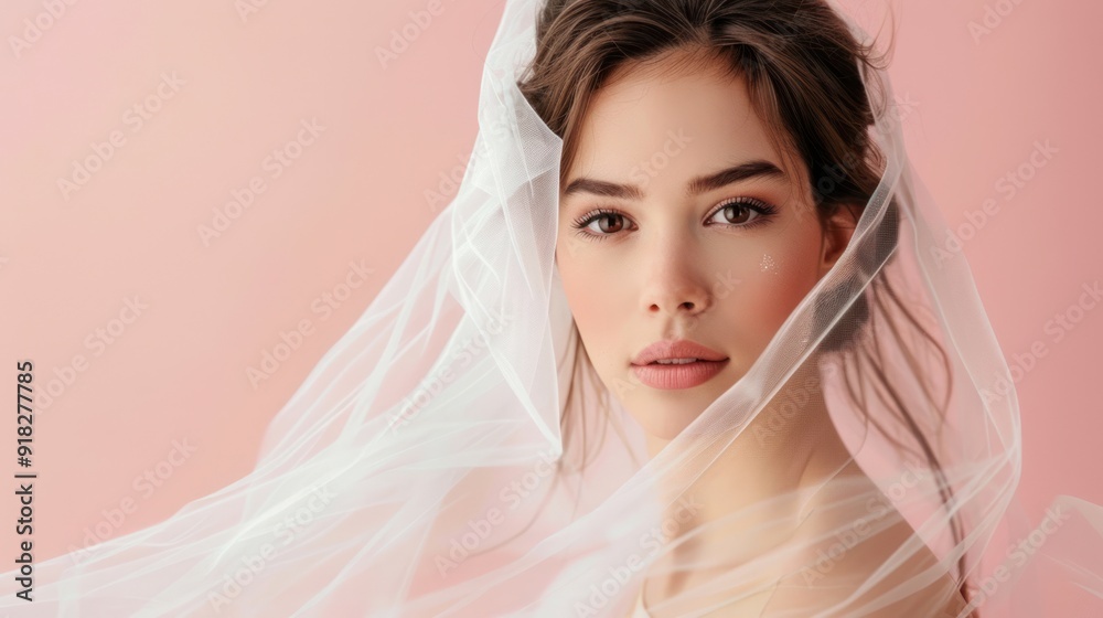 Elegant bride with a classic veil and radiant makeup, ready for her wedding day. Elegant bride with a classic veil and radiant makeup, ready for her wedding day.