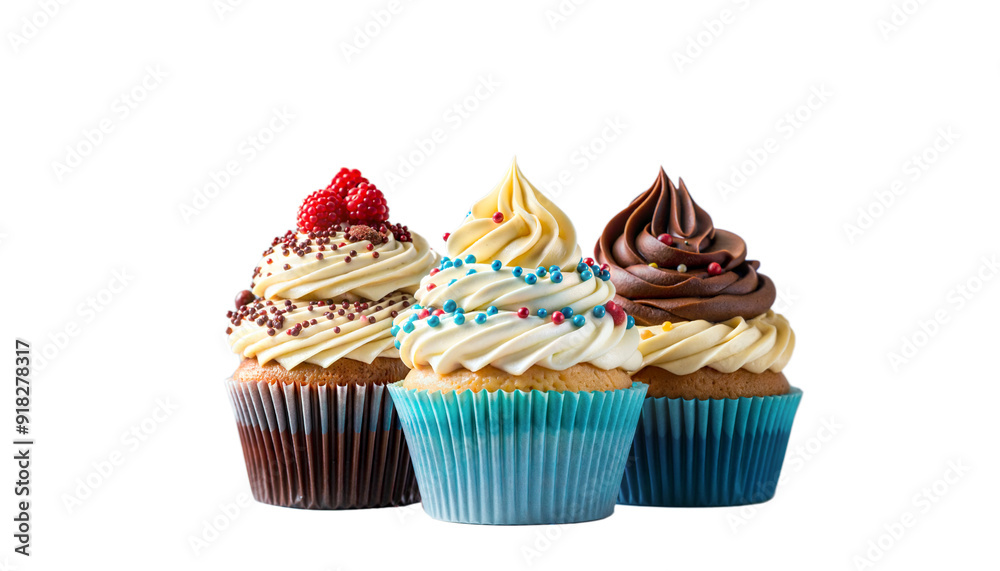 Cupcakes with colorful cream on transparent background
Cupcakes with colorful cream on transparent background