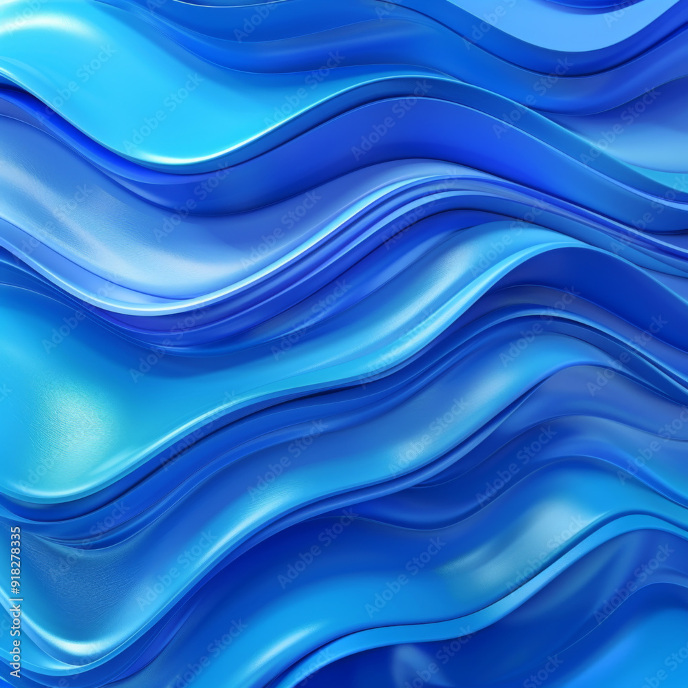 Obraz premium Abstract Blue Wavy Pattern with 3D Effect