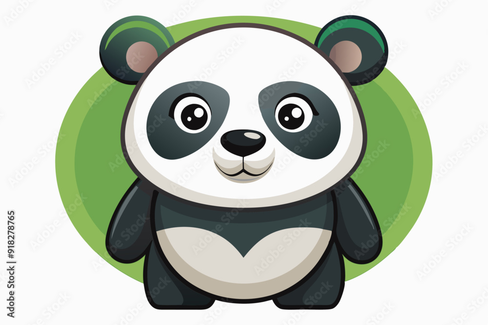 Cartoon Panda Bear with Green Ears and a Smile Cartoon Panda Bear with Green Ears and a Smile
