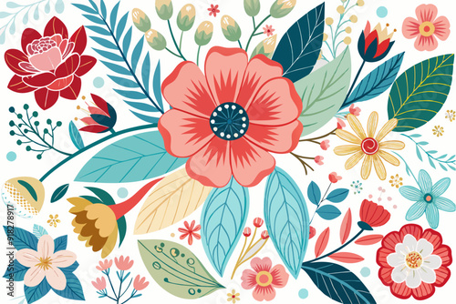 Wallpaper Mural Vibrant Floral Arrangement with Red, Pink, and Yellow Flowers Torontodigital.ca
