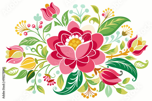 Colorful Floral Arrangement with a Pink Flower at the Center