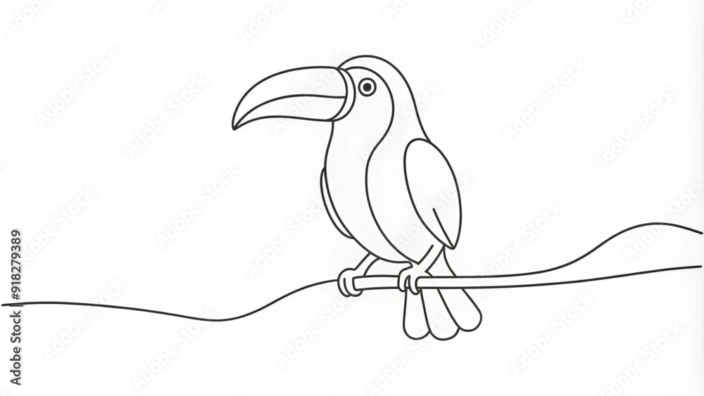 Fototapeta premium Continuous Line Drawing of a Toucan