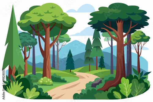 Winding Path Through a Lush Forest Landscape