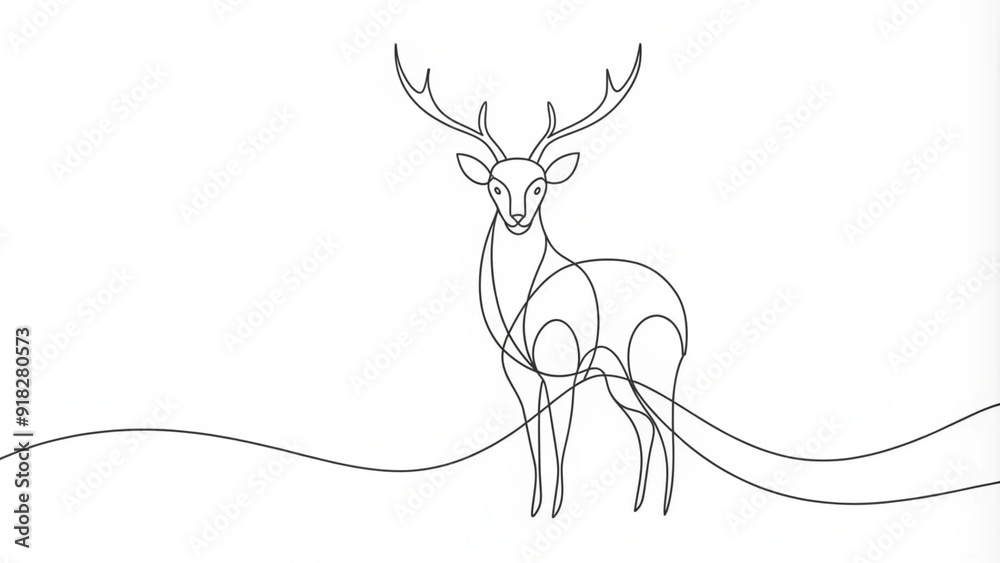Fototapeta premium Continuous Line Drawing of a Deer