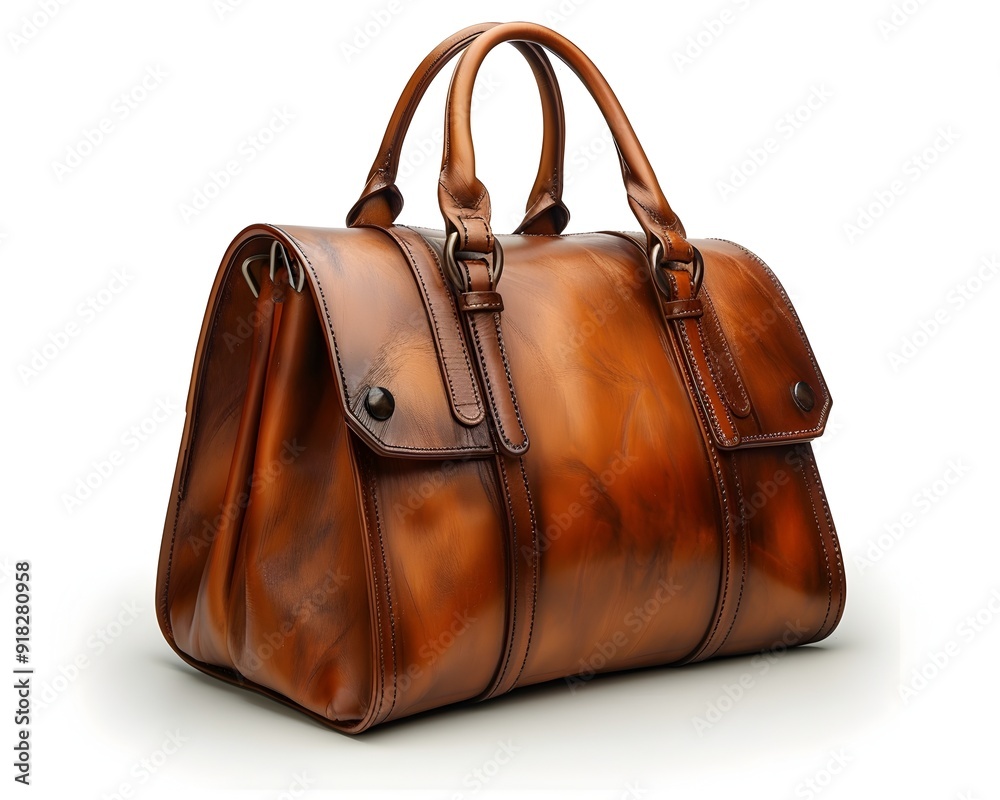 Luxurious Leather Handbag on White Background Concept with Copy Space Luxurious Leather Handbag on White Background Concept with Copy Space