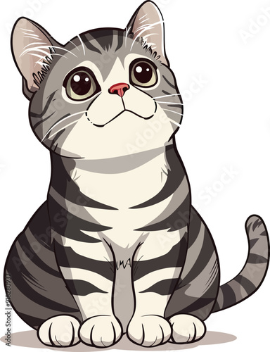 A cartoon cat with white stripes clipart cat