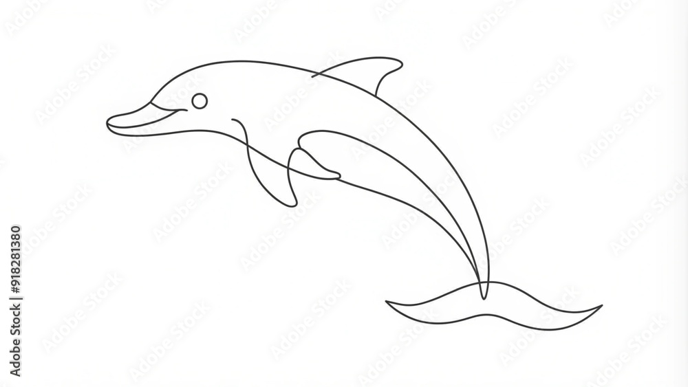 Obraz premium Continuous Line Drawing of a Dolphin