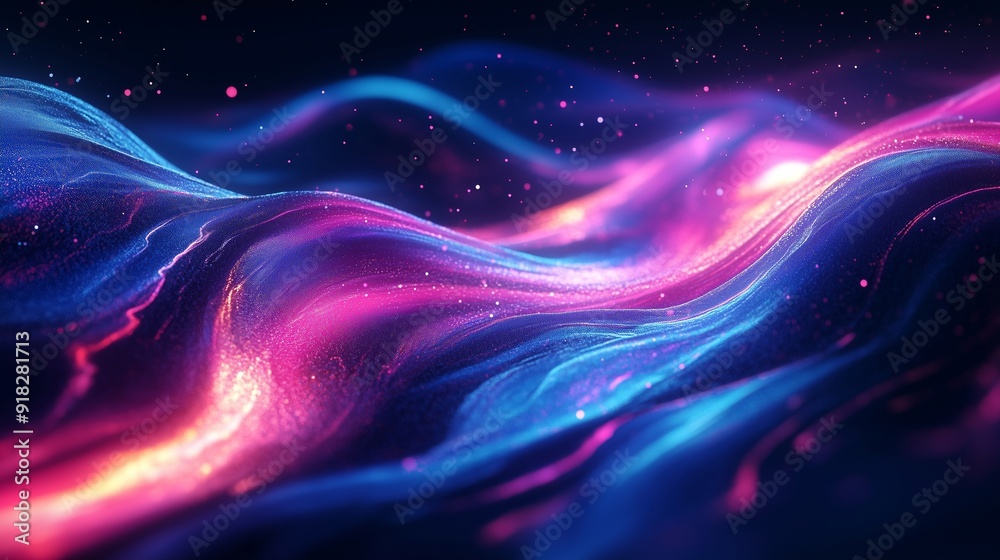 Obraz premium Dynamic Ethereal Waves with Vibrant Glowing Light Patterns