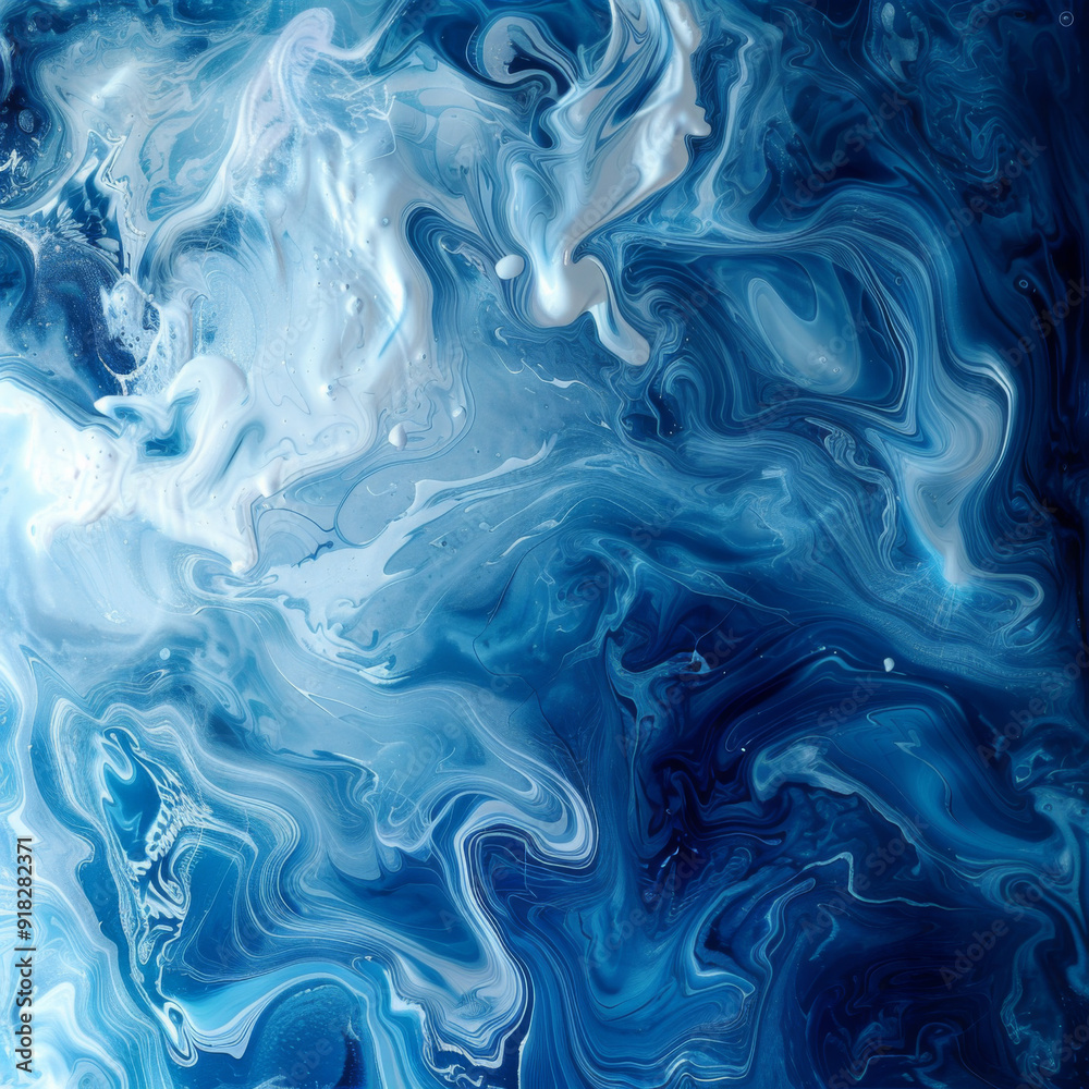 Obraz premium Abstract Swirling Blue and White Liquid Art
