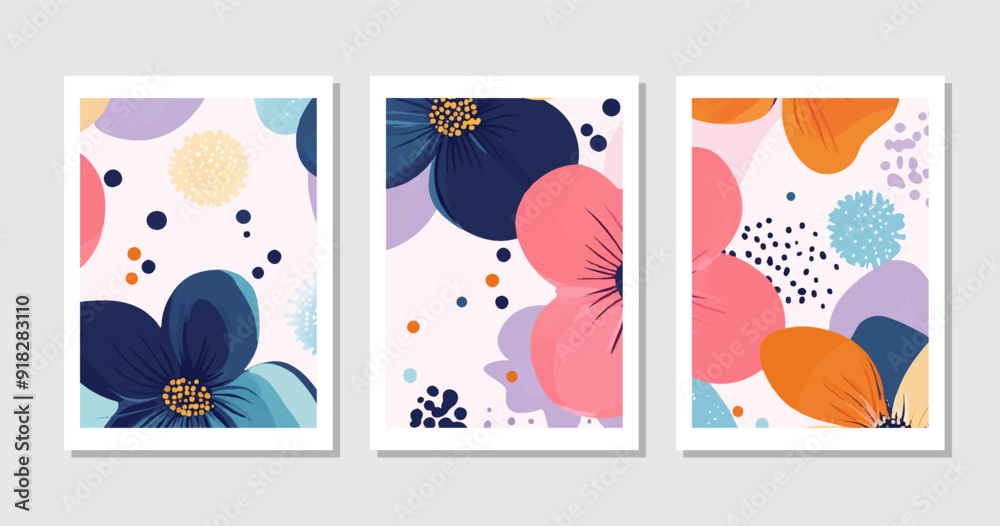 set of abstract vector backgrounds featuring tropical leaves. Hand-drawn textures suitable for wall decoration, postcard designs, or brochure covers. set of abstract vector backgrounds featuring tropical leaves. Hand-drawn textures suitable for wall decoration, postcard designs, or brochure covers.