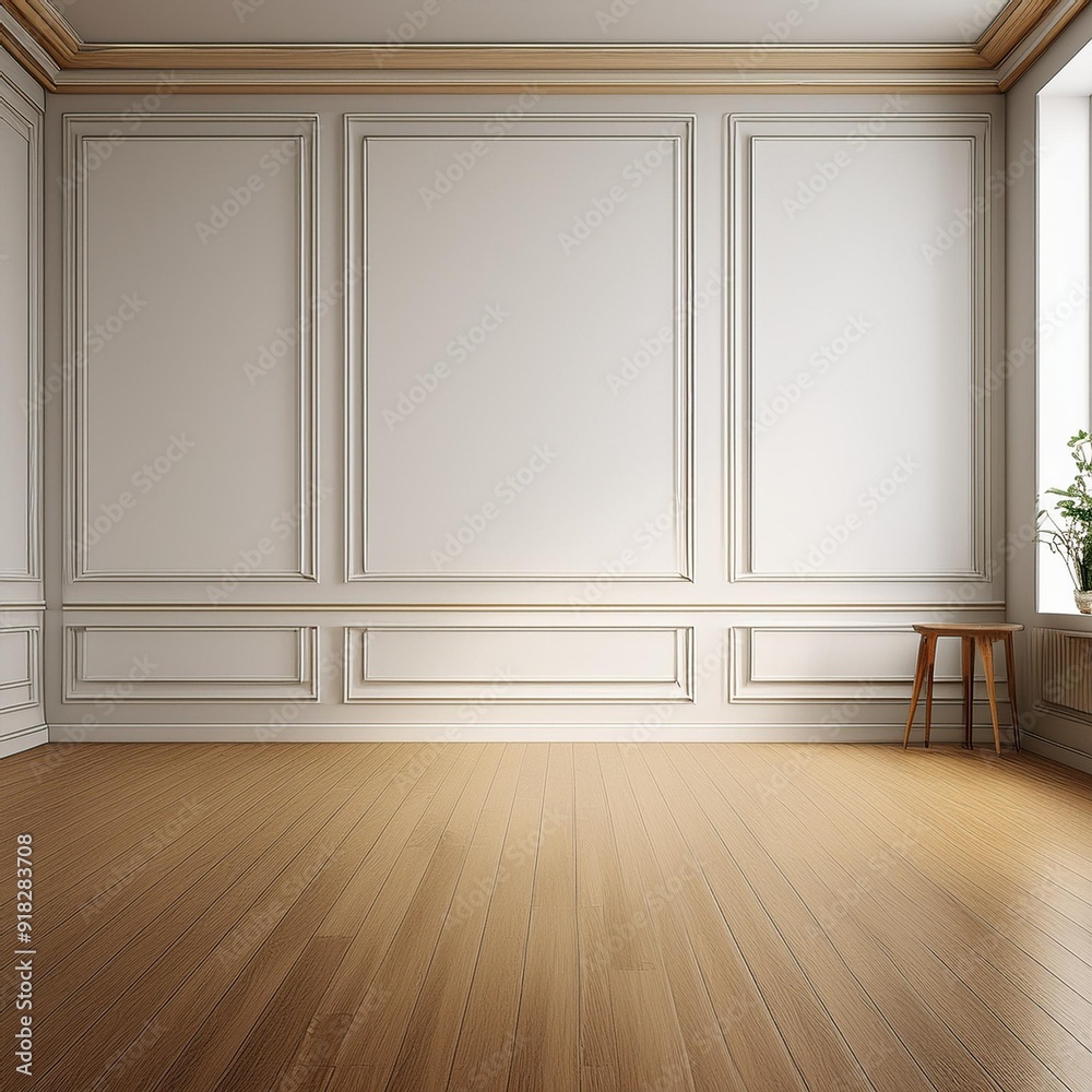 Fototapeta premium Empty room with black wall background wooden floor, Living room - 3D Rendering