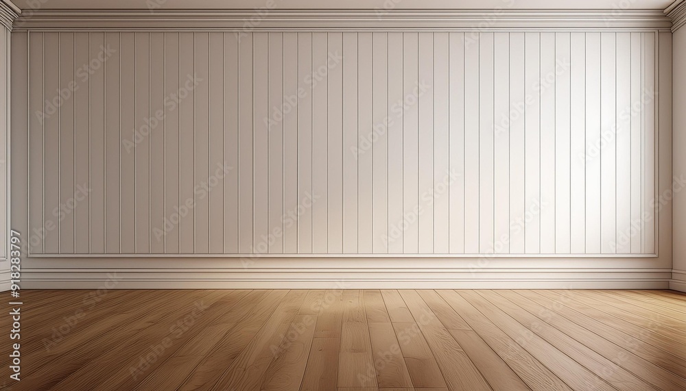 Empty wall mock up in Scandinavian style interior with wooden armchair. Minimalist interior design. 3D illustration. Empty wall mock up in Scandinavian style interior with wooden armchair. Minimalist interior design. 3D illustration.