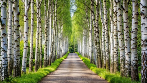 Pathway lined with silver birch trees, trees, path, nature, outdoors, foliage, autumn, beauty, landscape, serene