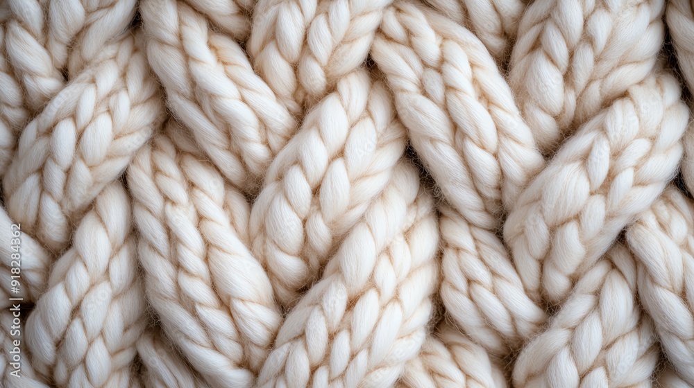 Knitted wool in oatmeal, chunky texture, topdown view, soft morning light Knitted wool in oatmeal, chunky texture, topdown view, soft morning light