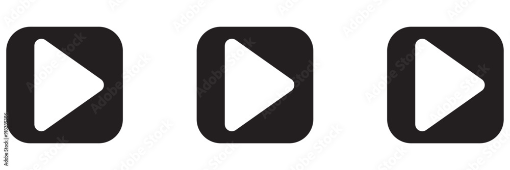 play button icon vector symbol. music video start sign. play button icon vector symbol. music video start sign.