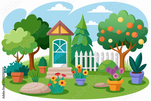 A Colorful Cottage Garden with a White Picket Fence