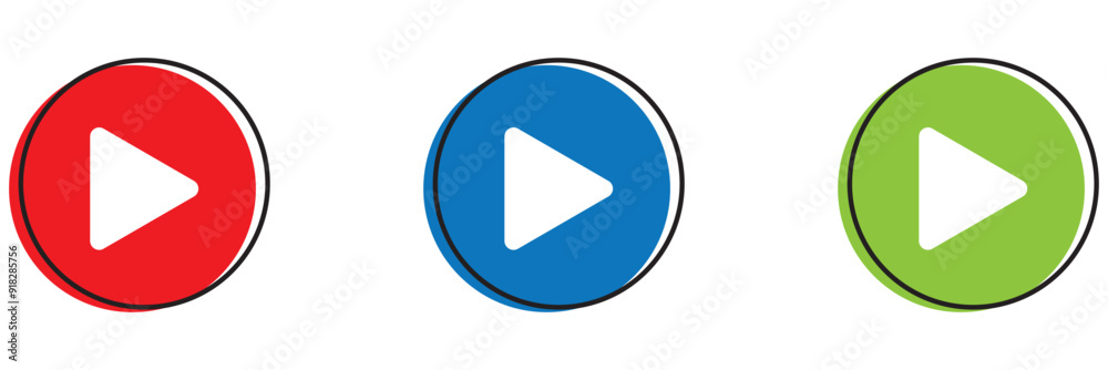 play button icon vector symbol. music video start sign. play button icon vector symbol. music video start sign.