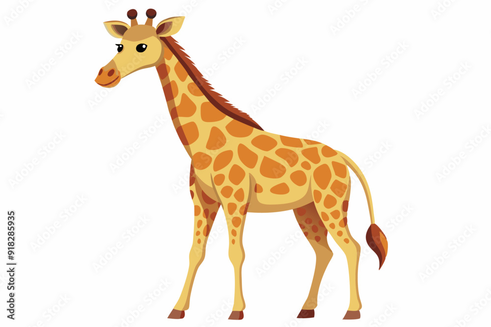 A Cartoon Giraffe Standing Against a White Background A Cartoon Giraffe Standing Against a White Background