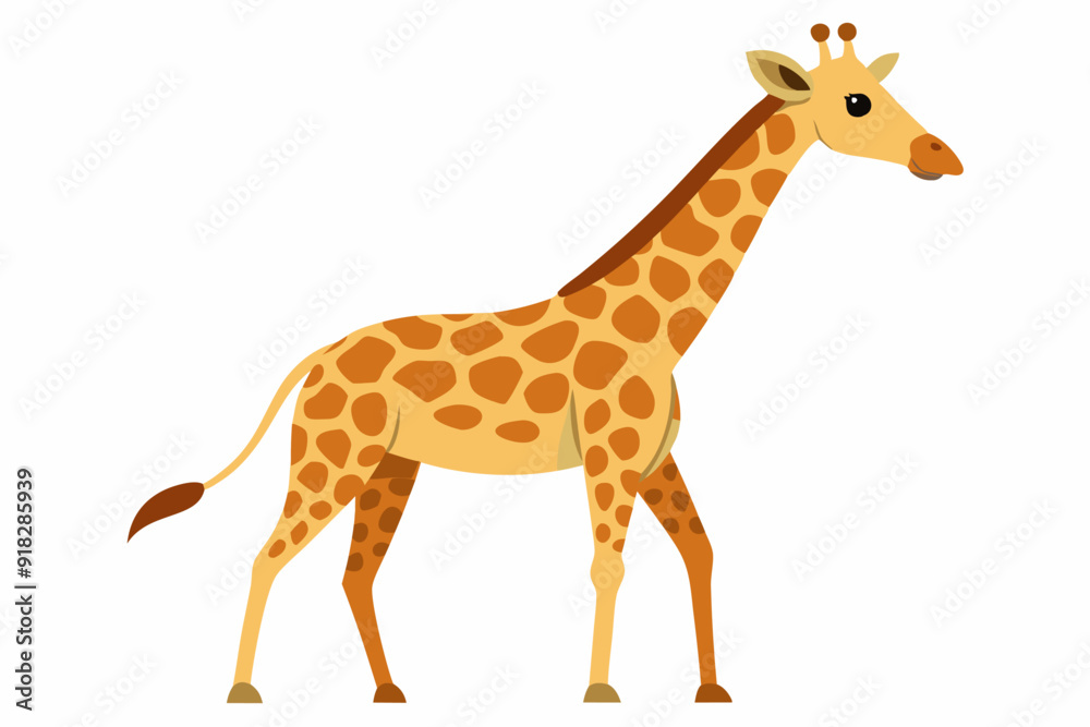 A Cartoon Giraffe with Brown Spots and a Long Neck A Cartoon Giraffe with Brown Spots and a Long Neck