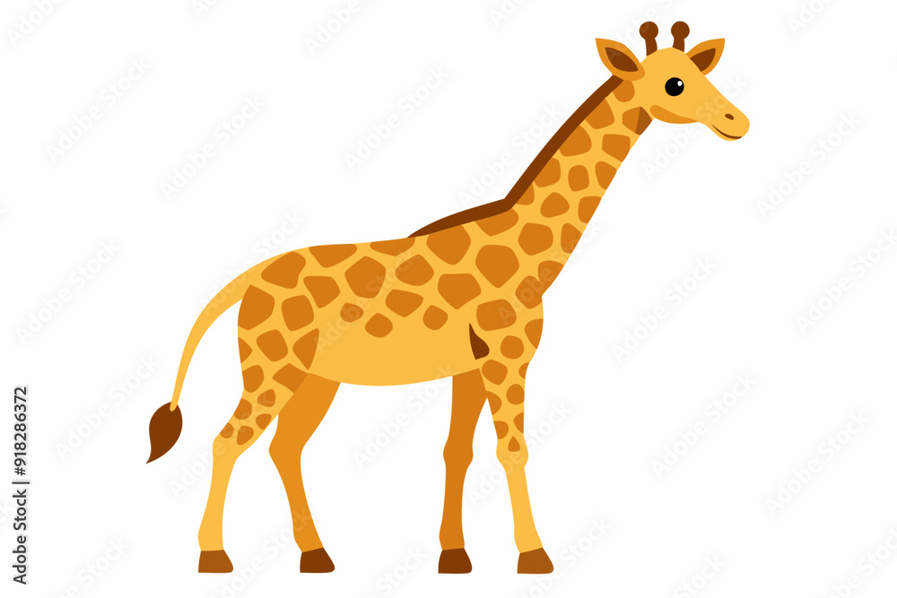Cartoon Illustration of a Giraffe Standing Cartoon Illustration of a Giraffe Standing