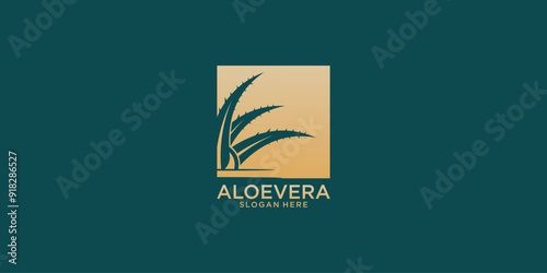 Creative aloe vera logo design with modern concept , premium vector