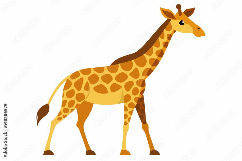 A Cartoon Giraffe With Brown Spots on a White Background A Cartoon Giraffe With Brown Spots on a White Background