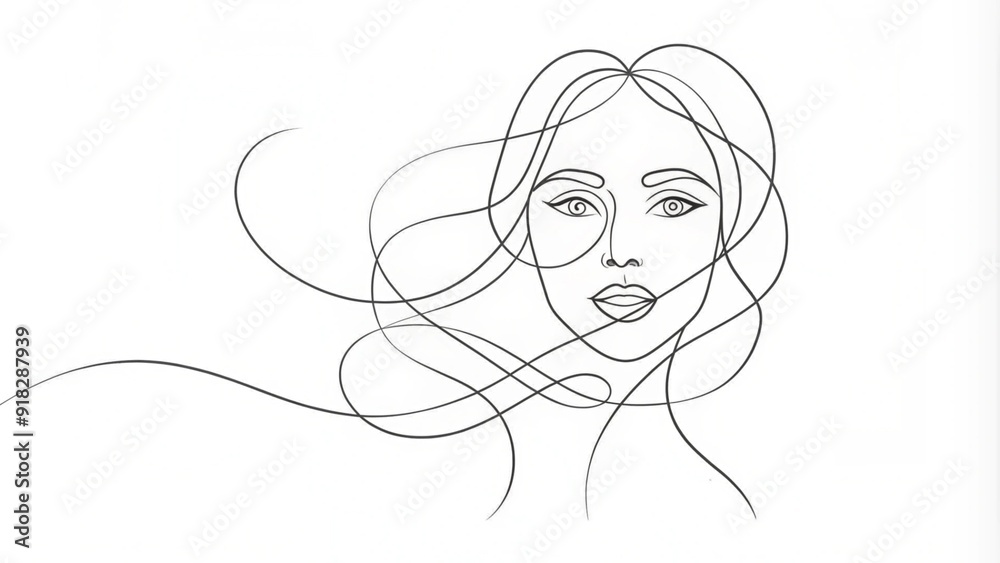 Continuous Line Drawing of a Woman's Face Continuous Line Drawing of a Woman's Face