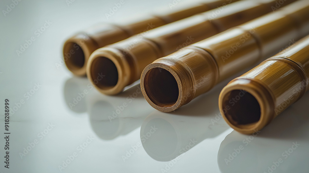 Fototapeta premium A simple and descriptive name for the image could be: Stacked Metal Pipes and Tubes in an Industrial Setting